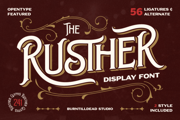 Rusther Regular: A Bold Display Typeface for Elegant Web Design
